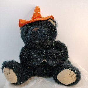 Halloween Sparkle Black Bear With stuffed Animal Plush By American Greeting..14"